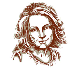 Graphic vector hand-drawn illustration of white skin attractive