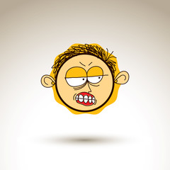 Vector art hand drawn illustration of angry person, emotions on