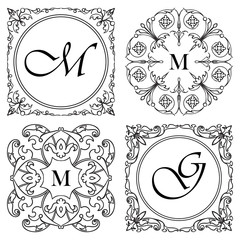 Set of medieval ornamental monograms, framework composition