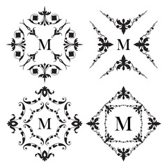 Set of medieval ornamental monograms, framework composition