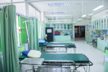 Abstract blur hospital room interior for background