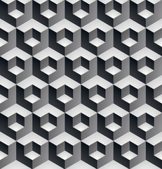 Geometric seamless pattern, endless black and white vector regul