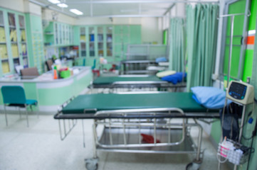 Abstract blur hospital room interior for background