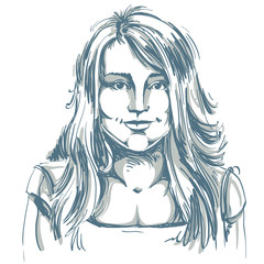 Graphic vector hand-drawn illustration of white skin attractive