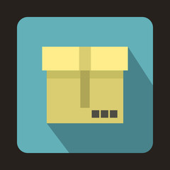 Box icon in flat style with long shadow. Packaging symbol