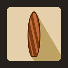 Surfboard icon in flat style with long shadow. Surfing symbol