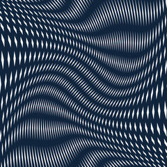 Black and white moire lines, striped  psychedelic vector backgro - obrazy, fototapety, plakaty