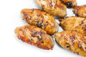 Grilled chicken wings  on white background