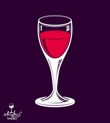 Realistic 3d wineglass placed over dark background, beverage the