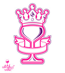 Monarch wineglass with decorative crown and simple ribbon, royal