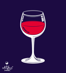 Classic 3d wineglass placed over dark background, beverage theme