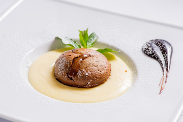 chocolate Dessert on a white plate