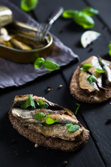 Sandwiches with smoked fish