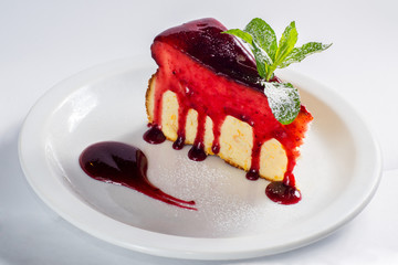 slice of cake on a white plate