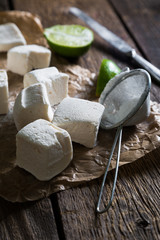 Homemade marshmallows with lime