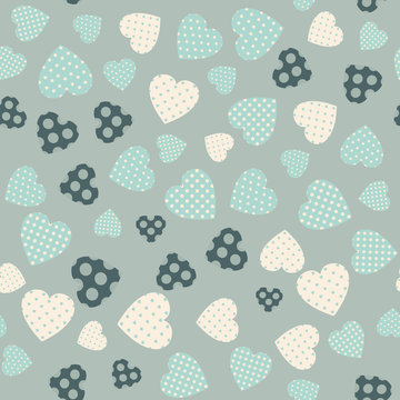 Seamless pattern with applique hearts © beatwalk