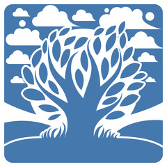 Fototapeta na wymiar Art vector graphic illustration of stylized branchy tree and pea