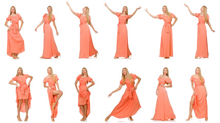 Composite photo of woman in various poses