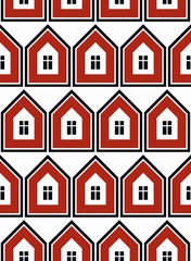 Fototapeta premium Simple vector houses continuous background. Property developer c