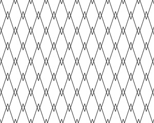 Fototapeta premium Seamless texture for websites and brochures.Modern zigzag pattern, repeating geometric background with linear grid.Endless abstract ornament.Monochrome white and black palette.Chevron with thin lines.
