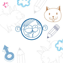 Vector art colorful drawing of content and happy person, educati