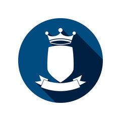 Heraldic symbol, protection shield with king crown and beautiful