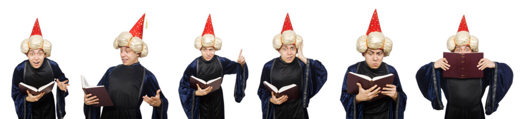 Funny wise wizard isolated on the white