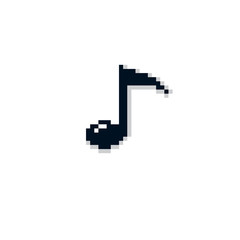 Vector flat 8 bit musical note, simple geometric pixel symbol. D