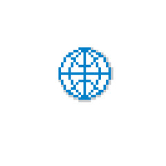 Vector pixel icon isolated, 8bit graphic element. Simple Earth g