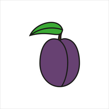 Plum with leaf simple icon on white background