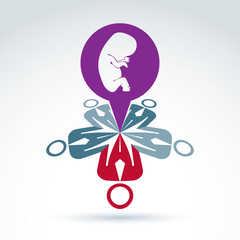 Conference on pregnancy and abortion. Vector illustration of a g