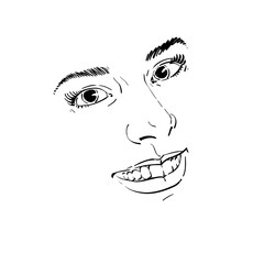 Obraz premium Facial expression, hand-drawn illustration of face of a girl wit
