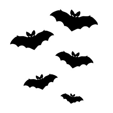 Vector silhouettes of bats on white background