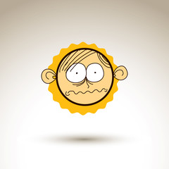 Vector hand drawn cartoon sad boy. Web avatar theme graphic desi