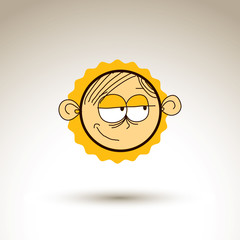 Vector artistic colorful drawing of content person face, communi