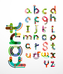 Linear design font, alphabet