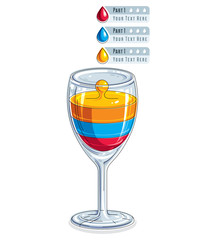 Creative infographics element, 3d wineglass with three layered l