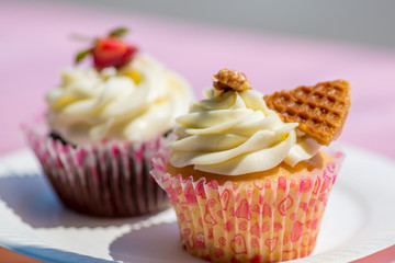 piece of cake with cream and fruit