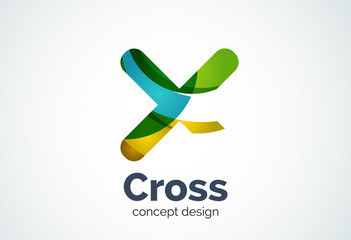 X cross logo template, rotated plus, medical or letter concept