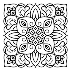 vector illustration, outline, mandala, abstract, floral ornament, element for design, east, doodle