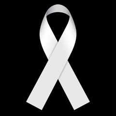 Icon symbol of struggle and awareness, white ribbon
