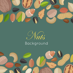 Nuts Background Concept Vector in Flat Design.
