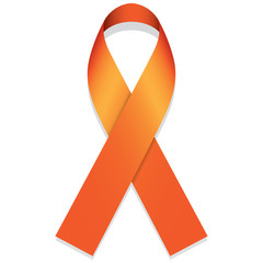 Icon symbol of the fight and awareness, orange ribbon