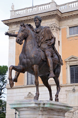 ROME, ITALY - JUNE 11, 2016: Marcus Aurelius on Capitol Hill in Rome