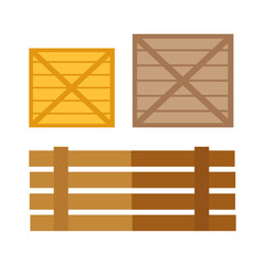 Wooden Boxes Vector Illustration in Flat Design. 