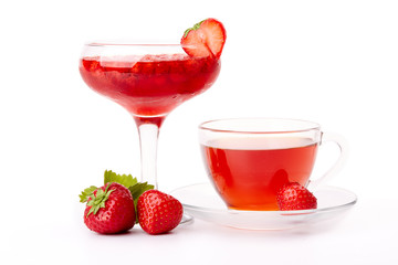 Dessert from berries of strawberries