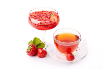 Dessert from berries of strawberries