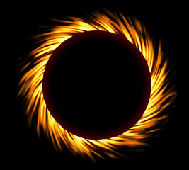 Round fire frame. Fire eclipse or fire swirl