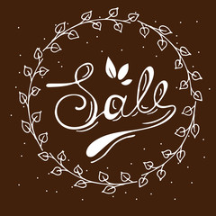 Sale lettering with handwritten frame. Sketch style. Can use for poster or label, shop and market. Vector illustration.