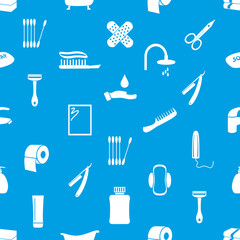 hygiene theme icons modern simple blue and white seamless pattern eps10